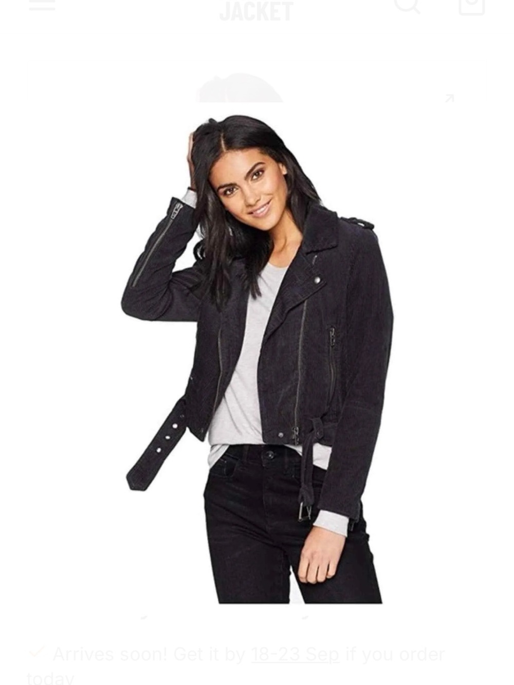 BLANK NYC Corduroy Moto Jacket, Navy, Medium